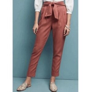 Anthropologie Cartonnier Kingsley Belted Trouser Ankle Pants Size 4 Boho Preppy